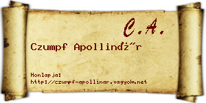 Czumpf Apollinár névjegykártya